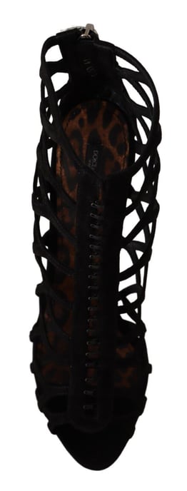 Sandalias de jaula con tacones de ante negro - Image 6