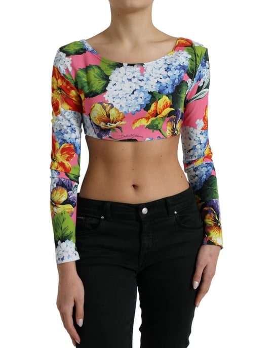 Top Corto Floral de Manga Larga - Image 1