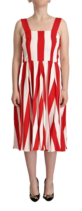 Vestido Aline a Rayas Rojas y Blancas de Dolce & Gabbana - Image 1