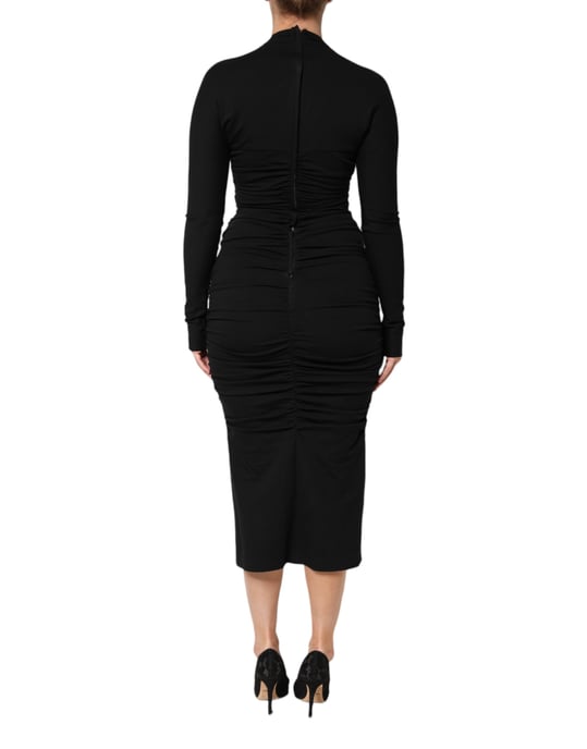 Vestido Midi Con Fruncidos y Escote Tipo Ojal - Image 4