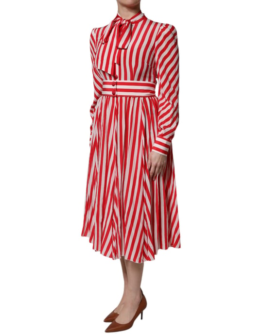 Vestido Aline de Seda Rayado - Image 3
