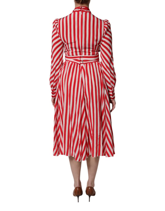 Vestido Aline de Seda Rayado - Image 4