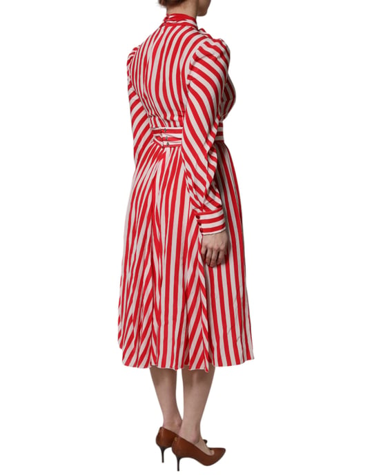 Vestido Aline de Seda Rayado - Image 5