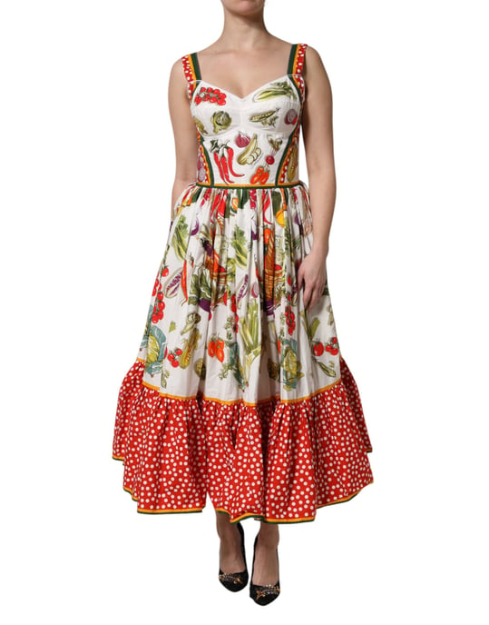 Vestido Midi con Volantes y Estampado de Verduras - Image 2