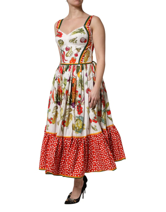 Vestido Midi con Volantes y Estampado de Verduras - Image 3