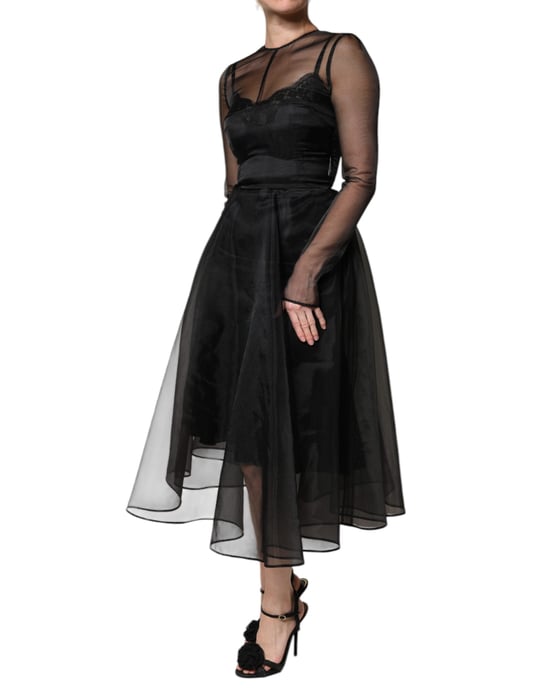 Vestido Midi Aline Negro - Image 3