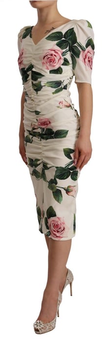 Vestido Midi con Estampado de Rosas Dolce Gabbana - Image 2