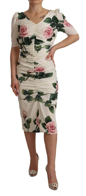 Vestido Midi con Estampado de Rosas Dolce Gabbana - Image 3