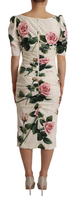 Vestido Midi con Estampado de Rosas Dolce Gabbana - Image 4