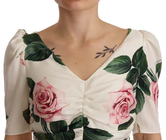 Vestido Midi con Estampado de Rosas Dolce Gabbana - Image 5
