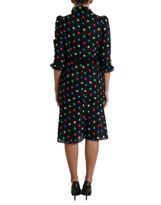 Vestido Lápiz Multicolor con Lunares y Mangas de 34 - Image 3
