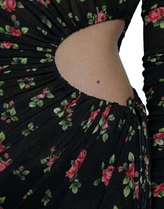 Vestido Midi de Malla con Estampado Floral y Corte - Image 6