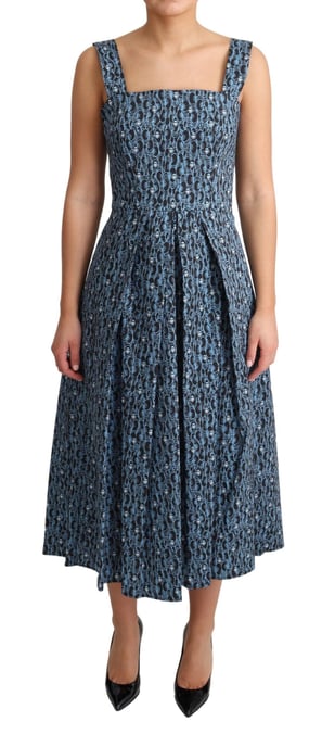 Vestido midi de algodón impreso estilo Aline - Image 1