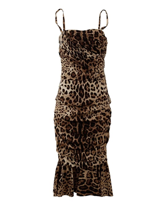 Vestido Midi Fruncido de Print de Leopardo - Image 2