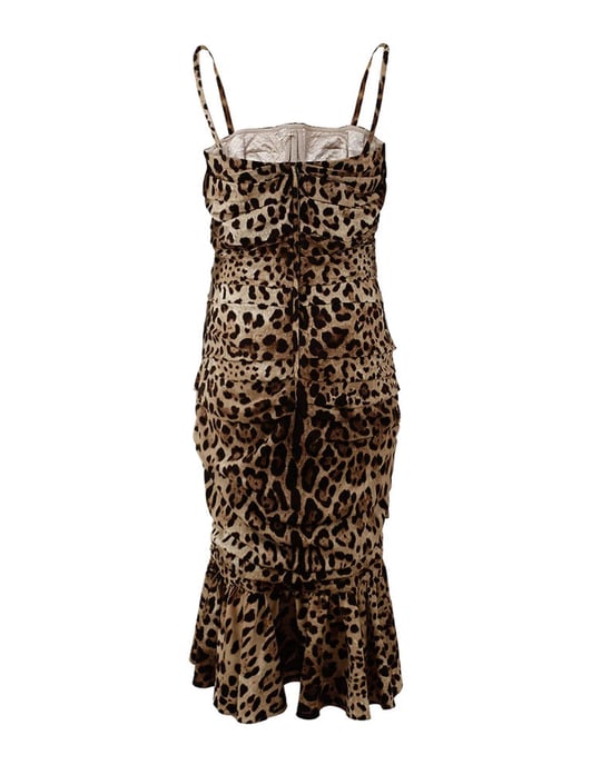 Vestido Midi Fruncido de Print de Leopardo - Image 4