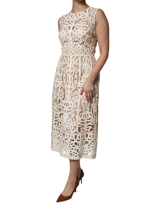 Vestido Midi de Encaje Floral con Estilo Corte Láser - Image 3