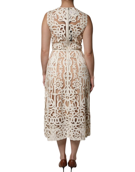 Vestido Midi de Encaje Floral con Estilo Corte Láser - Image 4