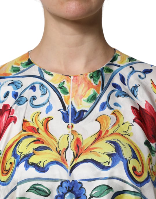 Vestido midi con estampado de mayólica y flecos - Image 6