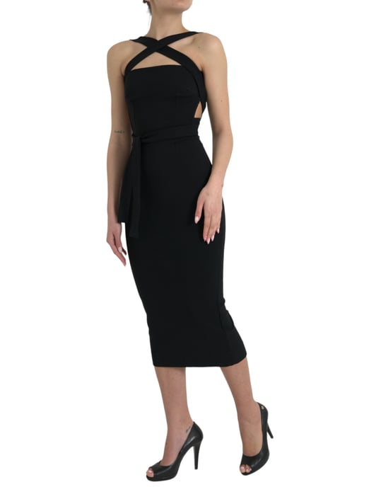 Vestido Midi Bodycon con Cuello Cruzado - Image 2