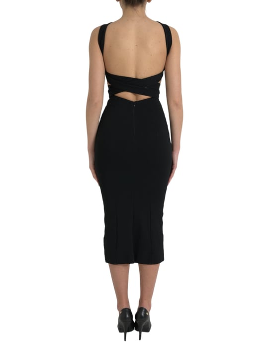 Vestido Midi Bodycon con Cuello Cruzado - Image 3