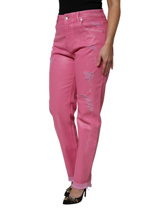 Jeans Rectos de Cintura Alta Desgastados - Image 3