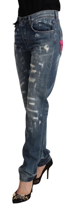 Jeans de Mezclilla Desgastados de Pierna Recta - Image 2