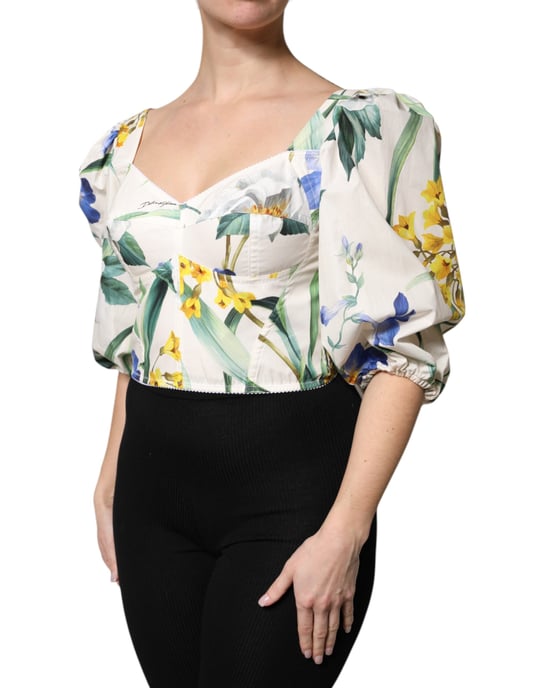 Blusa de Popelín con Mangas Abullonadas Florales - Image 3