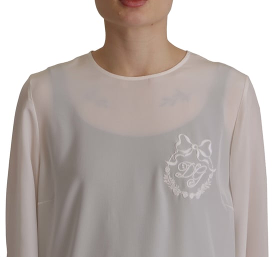 Blusa de seda de Dolce Gabbana de manga larga y cuello redondo - Image 3
