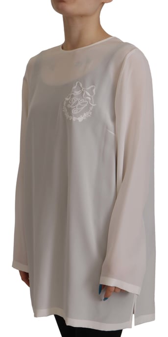 Blusa de seda de Dolce Gabbana de manga larga y cuello redondo - Image 4