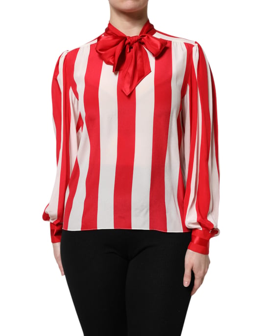Blusa de seda con cuello de lazo - Image 1