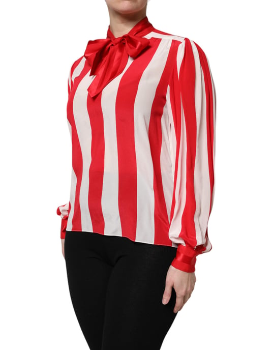 Blusa de seda con cuello de lazo - Image 3