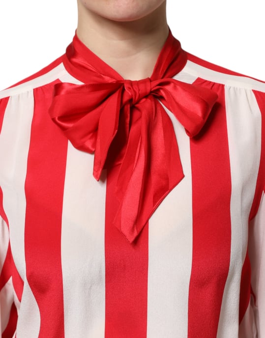 Blusa de seda con cuello de lazo - Image 5