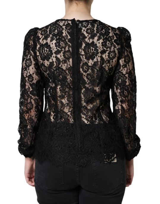 Blusa de Encaje Floral de Manga Larga - Image 3