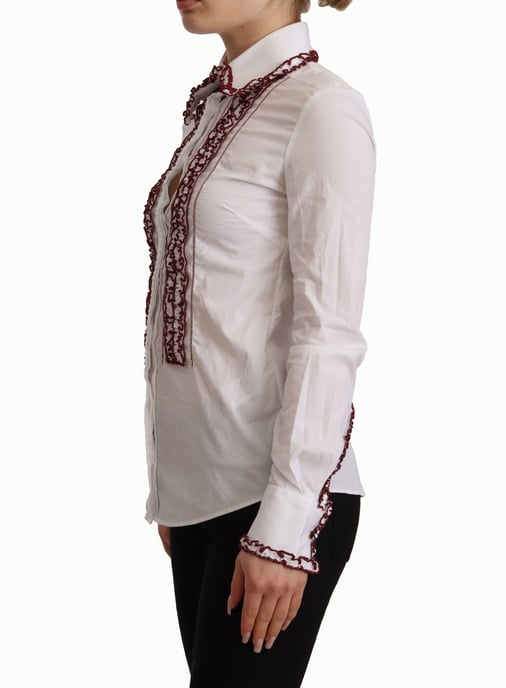 Blusa de popelín de manga larga con volantes y bordado - Image 2