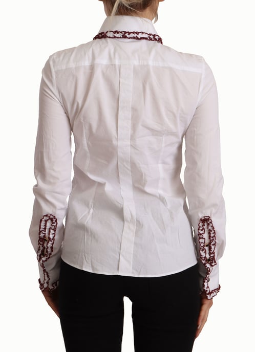 Blusa de popelín de manga larga con volantes y bordado - Image 3