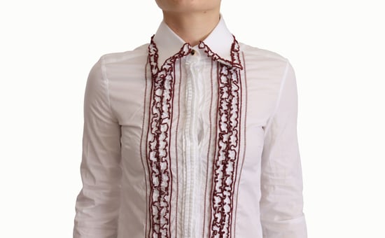 Blusa de popelín de manga larga con volantes y bordado - Image 4