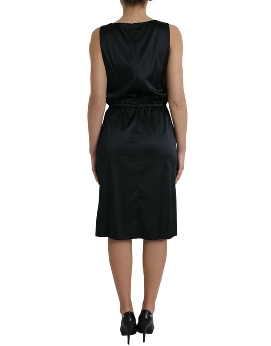 Vestido Lencero de Satén con Cuello de Encaje - Image 4