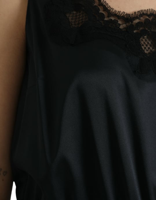 Vestido Lencero de Satén con Cuello de Encaje - Image 6