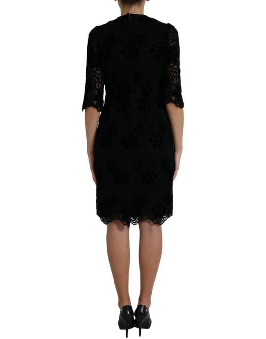 Vestido de Encaje Floral con Apliques de Terciopelo - Image 3