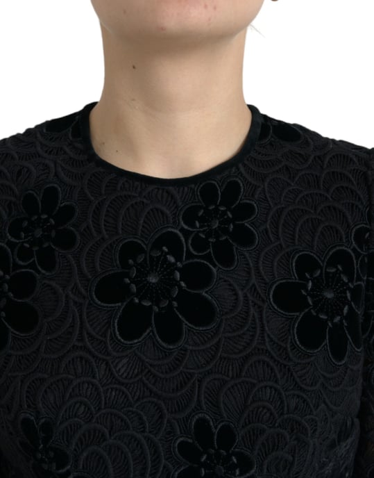 Vestido de Encaje Floral con Apliques de Terciopelo - Image 4