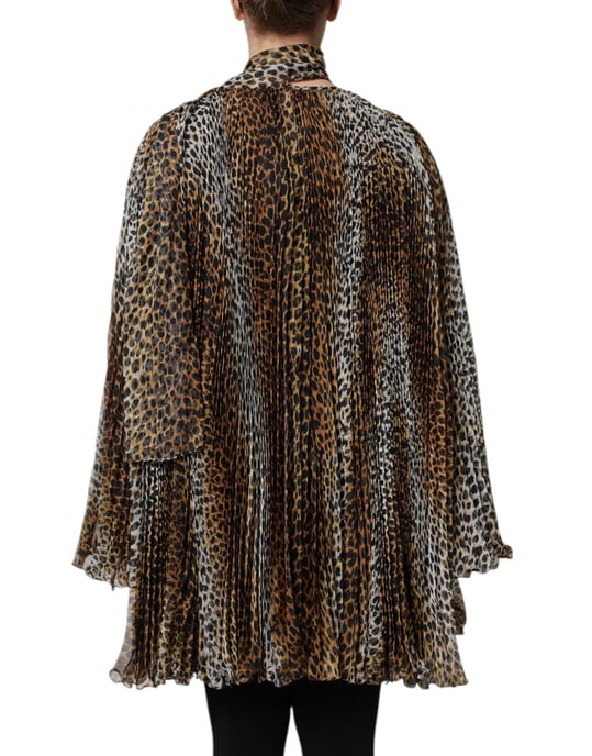 Vestido mini plisado de estampado de leopardo - Image 4