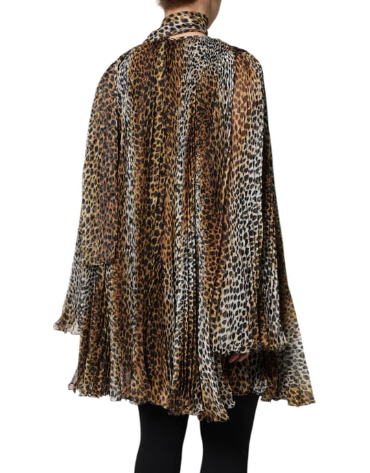 Vestido mini plisado de estampado de leopardo - Image 5