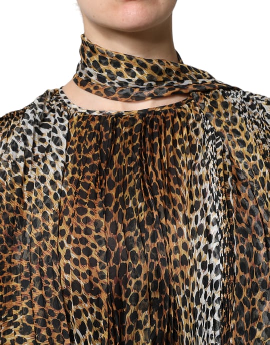 Vestido mini plisado de estampado de leopardo - Image 6