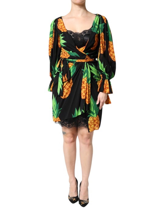 Vestido envolvente con estampado de piña - Image 1