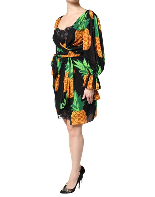 Vestido envolvente con estampado de piña - Image 3
