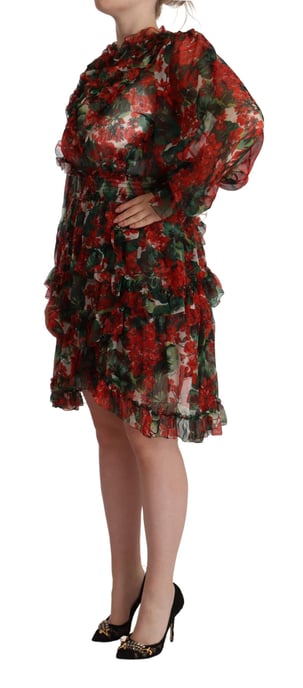 Vestido Corto de Estampado Floral en Color Geranio - Image 2