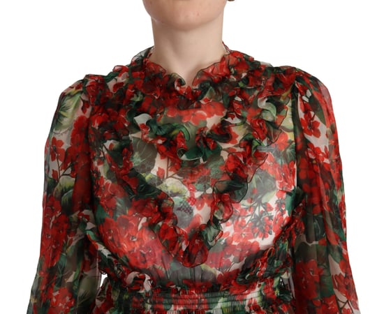 Vestido Corto de Estampado Floral en Color Geranio - Image 4