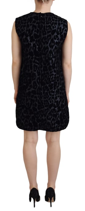 Vestido Mini de Terciopelo con Estampado de Leopardo Sin Mangas - Image 3