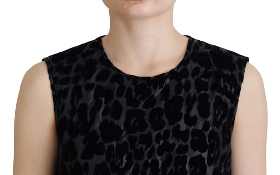 Vestido Mini de Terciopelo con Estampado de Leopardo Sin Mangas - Image 4