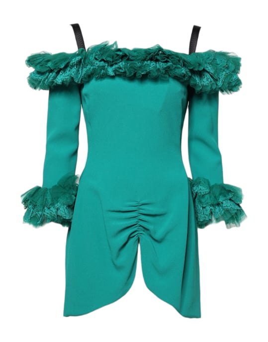 Vestido Mini de Encaje con Volantes - Image 1
